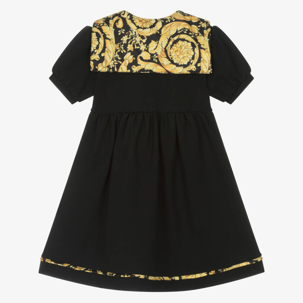 Versace-Girls Elegant Black & Gold Baroque Dress | Childrensalon Outlet