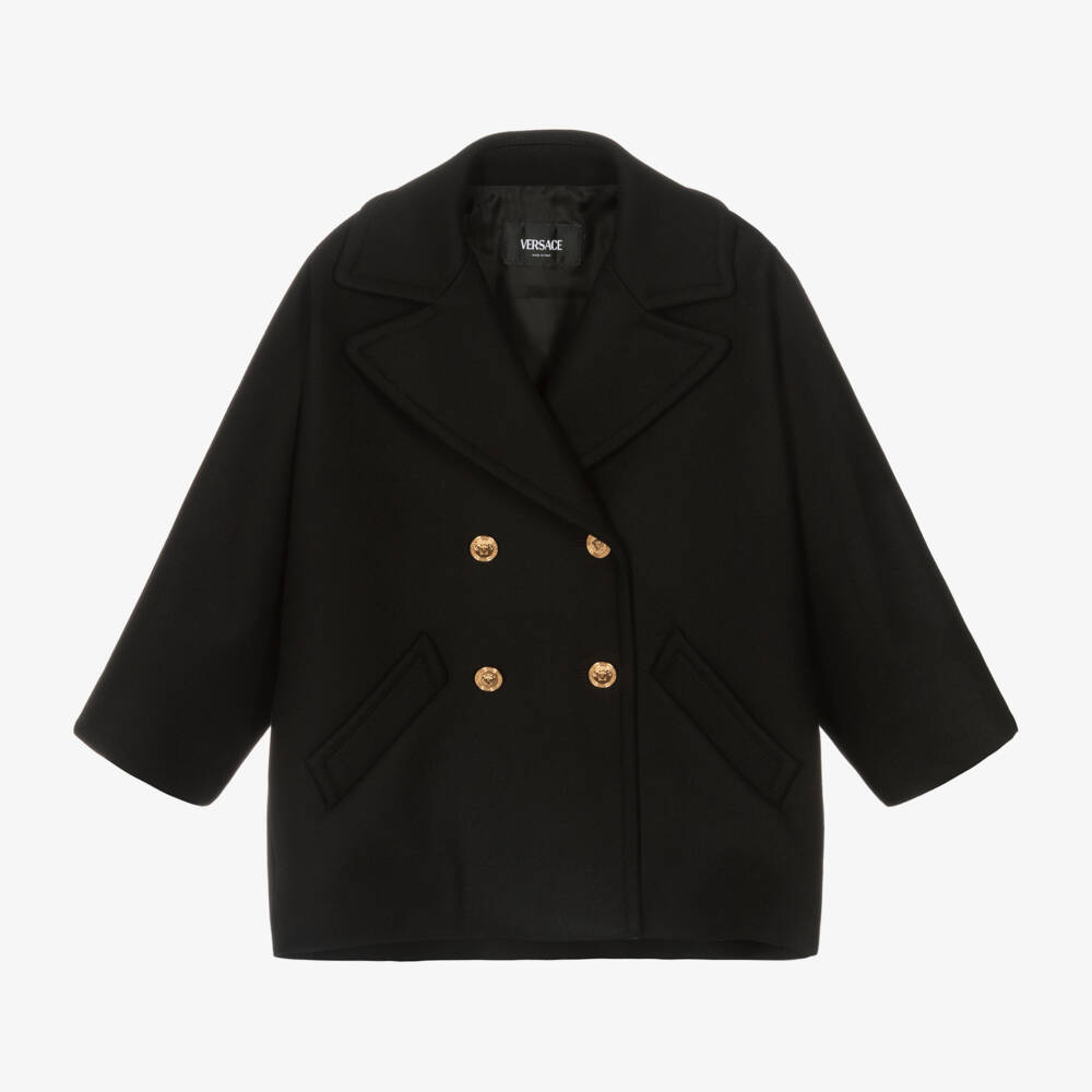 Versace-Girls Elegant Black Peacoat | Childrensalon Outlet