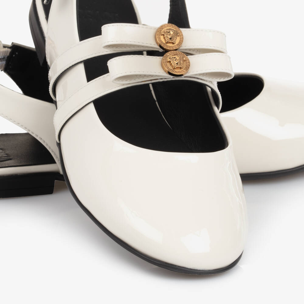 Versace-Girls Elegant Ivory Bar Shoes | Childrensalon Outlet