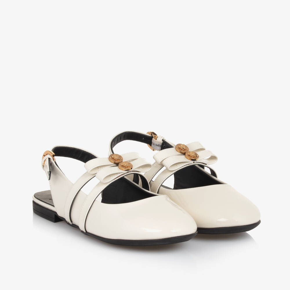 Versace-حذاء بار أنيق عاجي للبنات | Childrensalon Outlet