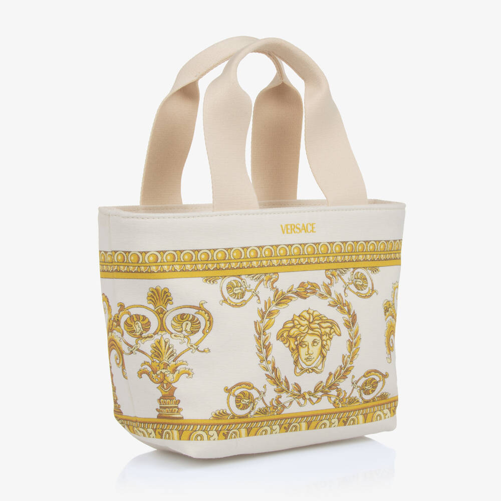 Versace-Girls Elegant Ivory Canvas Handbag | Childrensalon Outlet