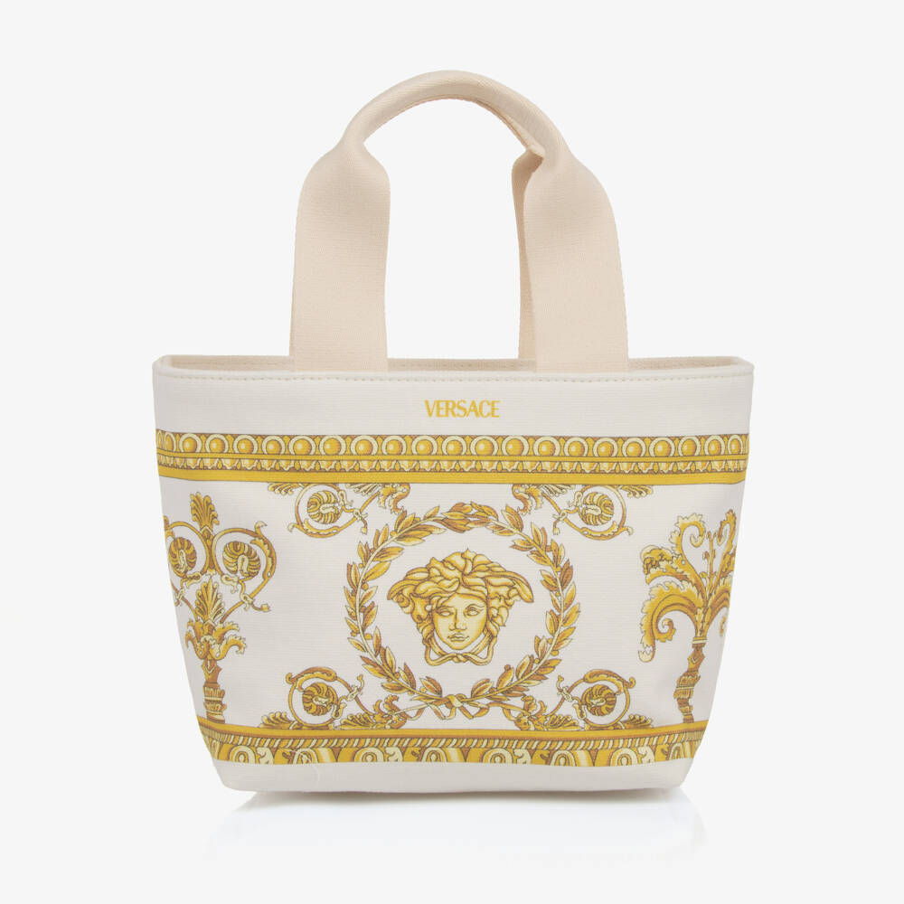Versace-Girls Elegant Ivory Canvas Handbag | Childrensalon Outlet