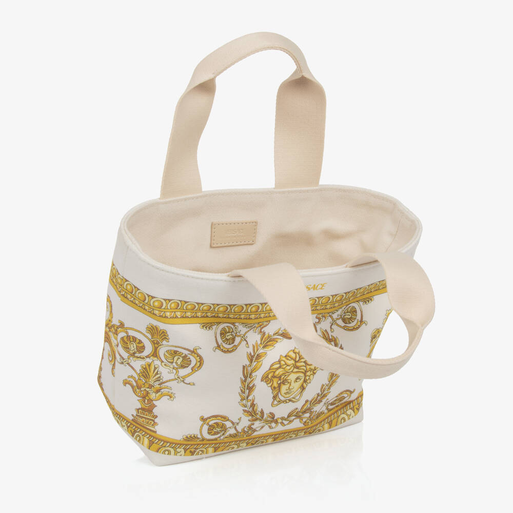 Versace-Girls Elegant Ivory Canvas Handbag | Childrensalon Outlet