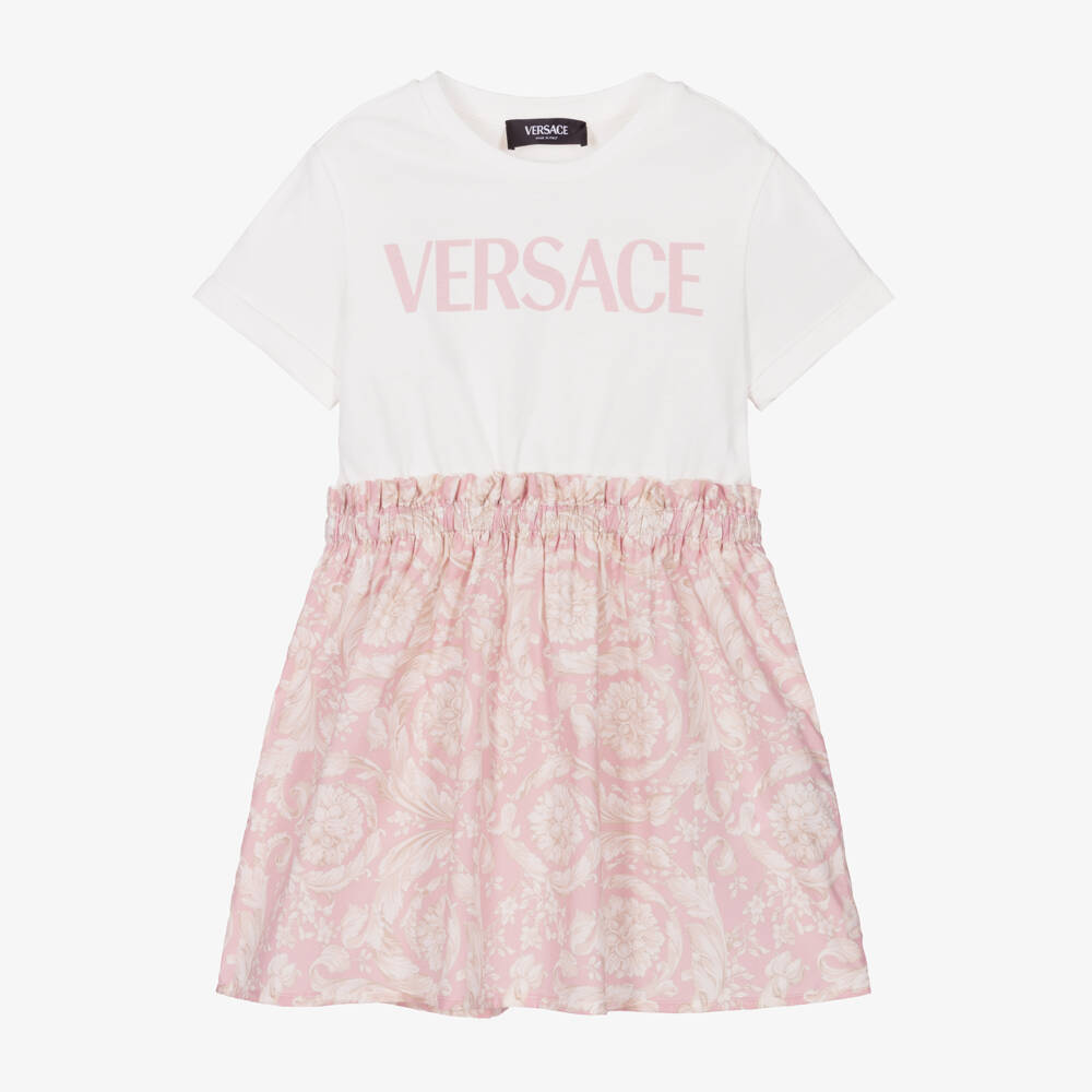 Versace-Girls Elegant Ivory & Pink Dress | Childrensalon Outlet