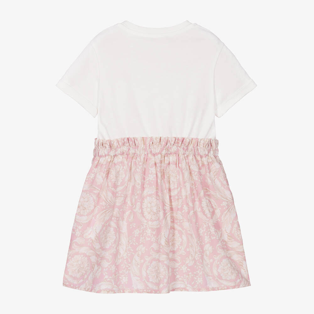Versace-Girls Elegant Ivory & Pink Dress | Childrensalon Outlet