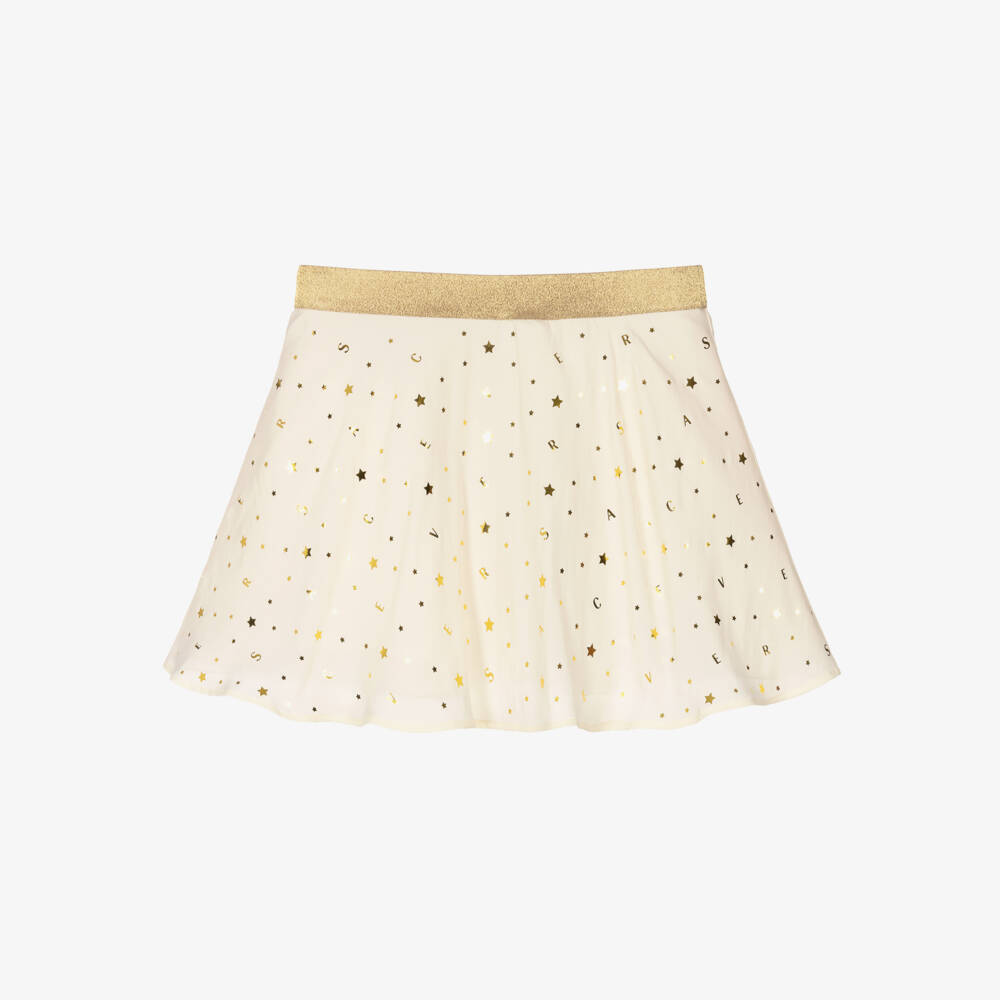 Versace-تنورة عاجية أنيقة بنجوم للبنات | Childrensalon Outlet