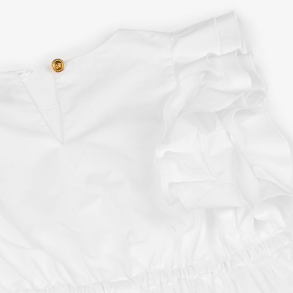 Versace-Girls Elegant White Embroidered Dress | Childrensalon Outlet
