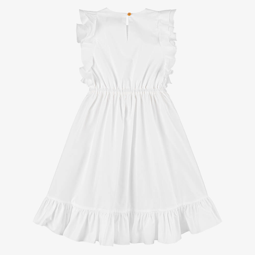 Versace-Girls Elegant White Embroidered Dress | Childrensalon Outlet