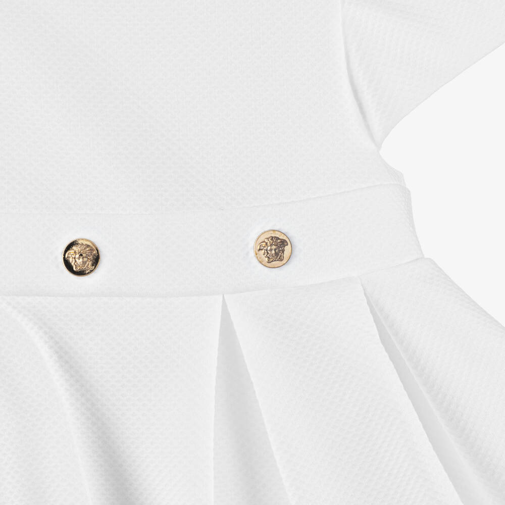 Versace-Girls' Elegant White Waffle Dress | Childrensalon Outlet