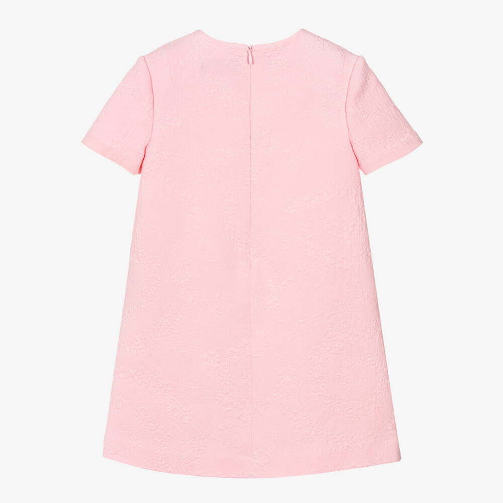 Versace-Girls Floral Baroque-Jacquard Pink Dress | Childrensalon Outlet