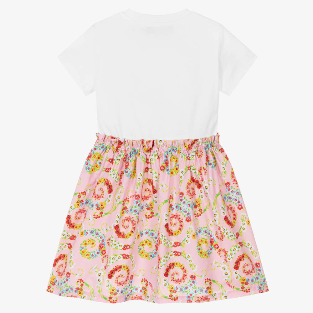 Versace-Girls Floral Pink & White Dress | Childrensalon Outlet