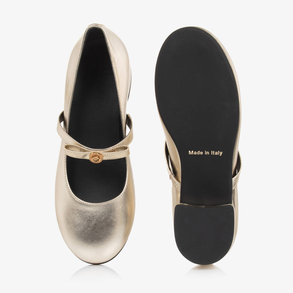 Versace-حذاء كعب جلدي مزخرف للبنات | Childrensalon Outlet