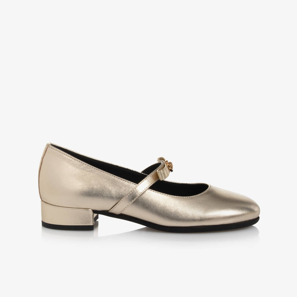 Versace-حذاء كعب جلدي مزخرف للبنات | Childrensalon Outlet