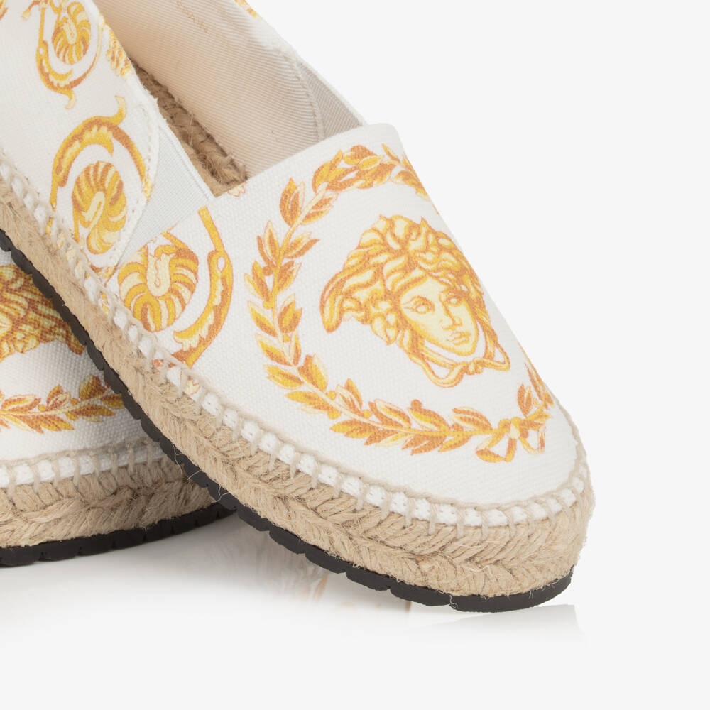Versace-Girls Glamorous White & Gold Espadrilles | Childrensalon Outlet