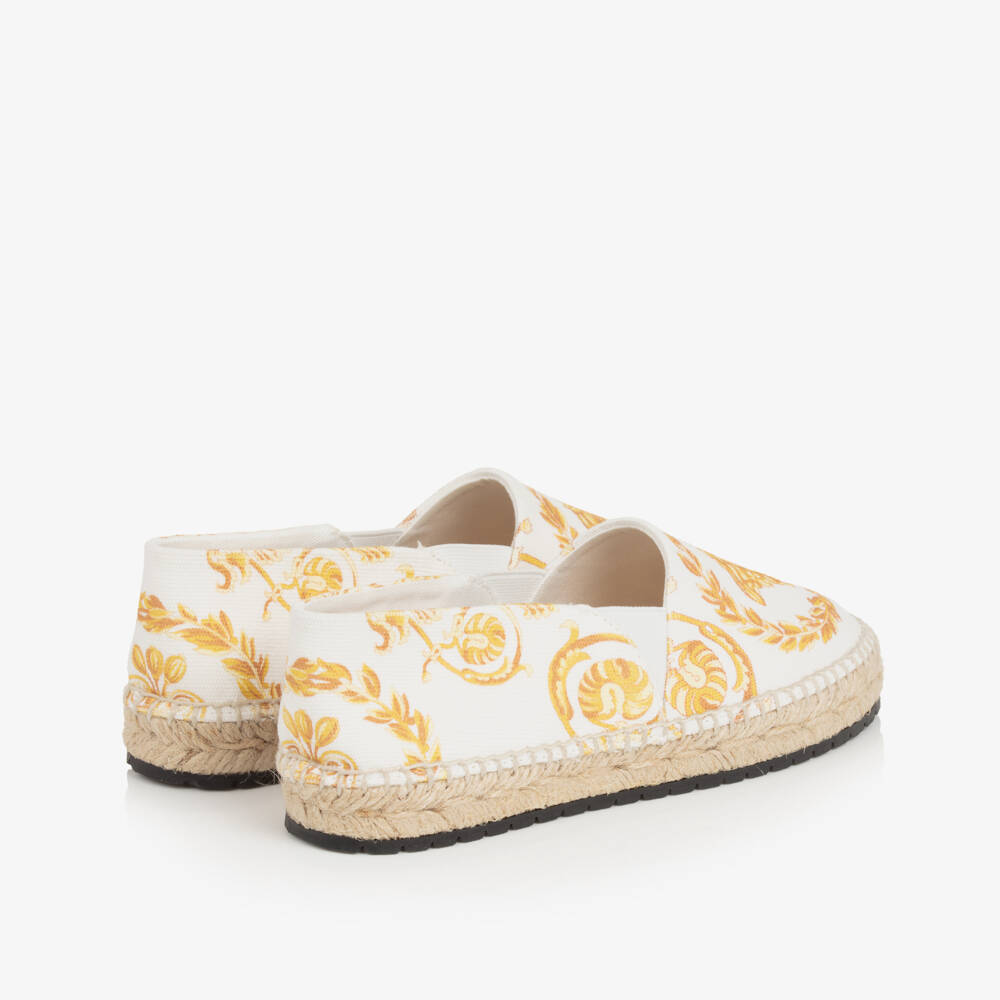 Versace-Girls Glamorous White & Gold Espadrilles | Childrensalon Outlet