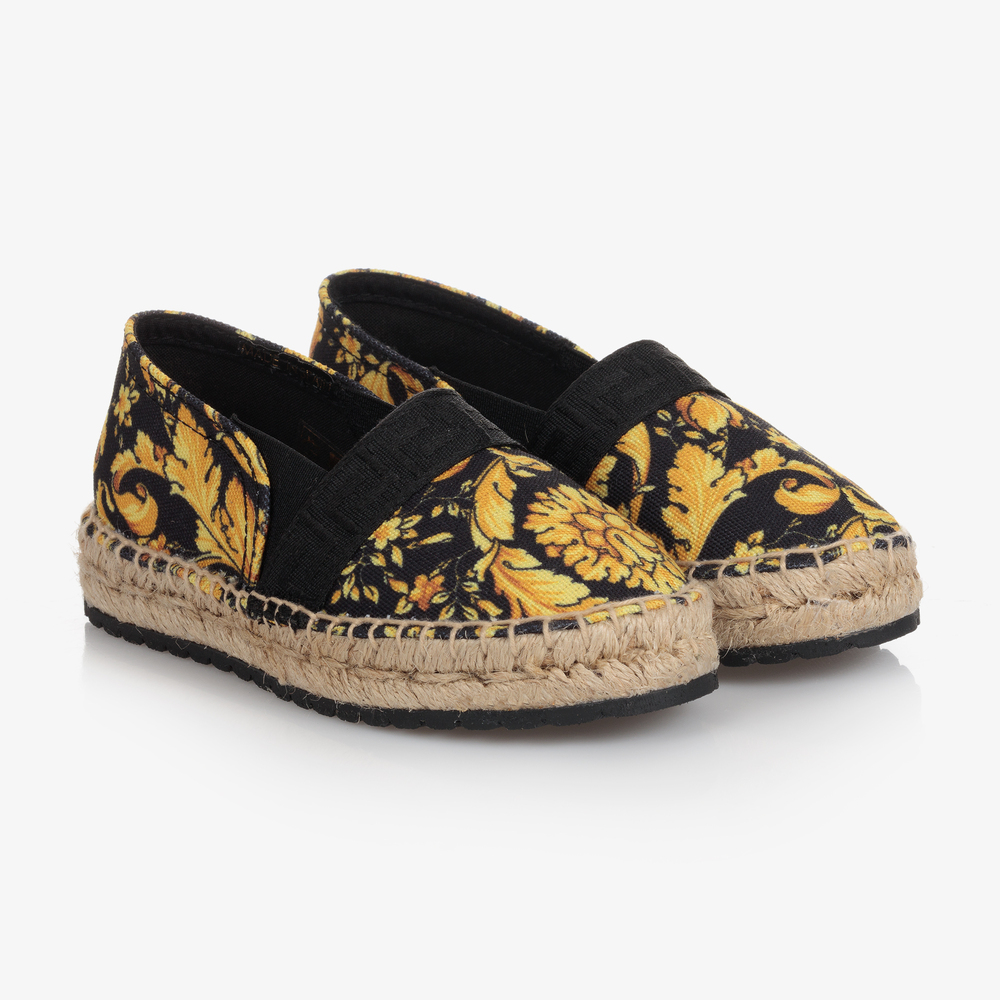 Versace - Girls Gold Barocco Espadrilles | Childrensalon