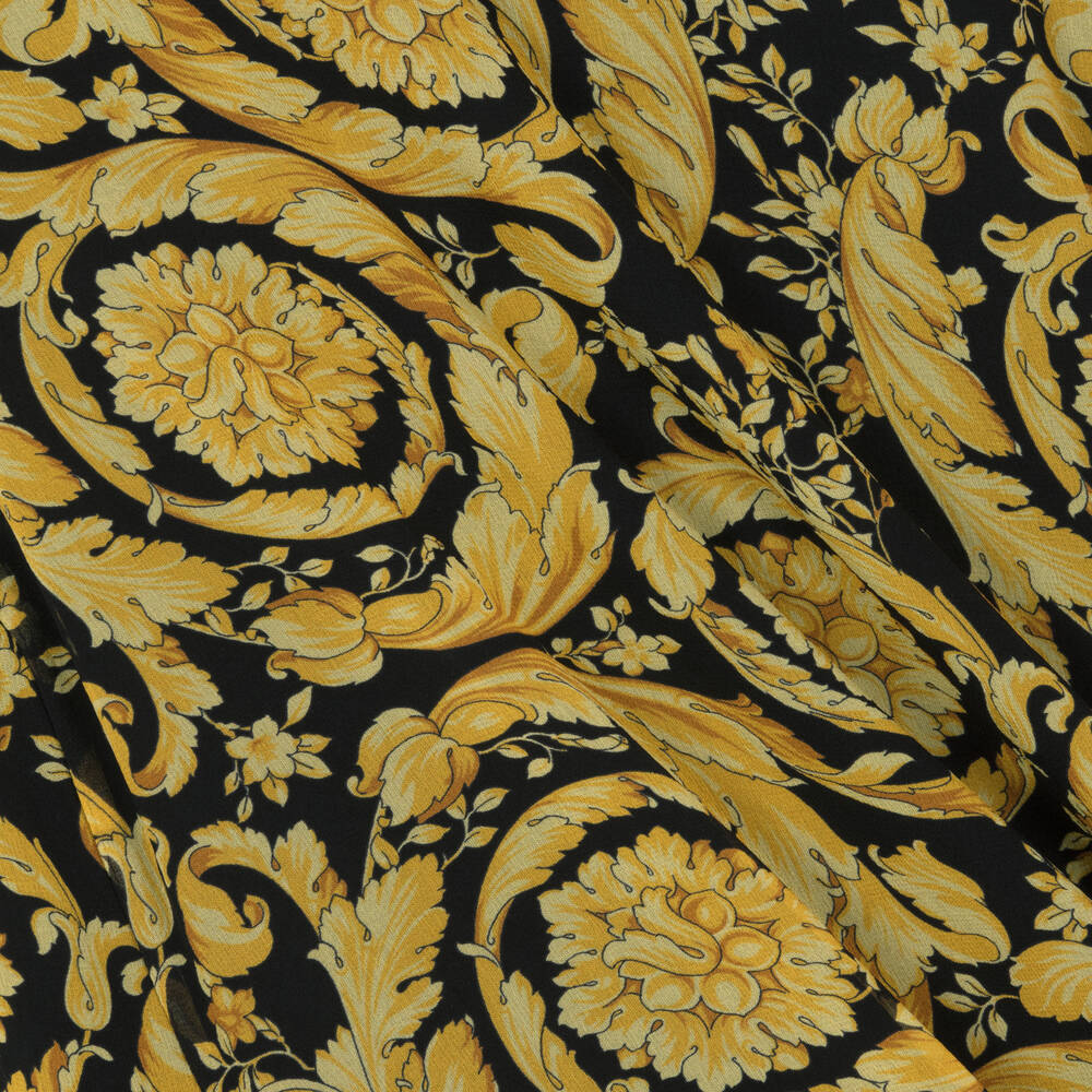 Versace-Золотистое платье-рубашка Barocco из шелкового шифона для девочек | Childrensalon Outlet