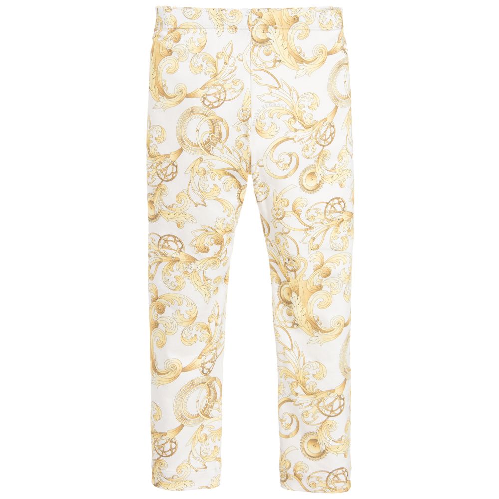 Versace-Girls Gold Baroque Leggings | Childrensalon Outlet