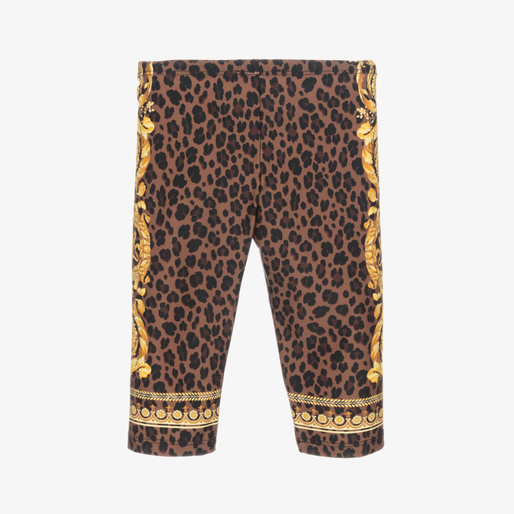 Versace-Girls Gold Baroque Pattern Leggings | Childrensalon Outlet