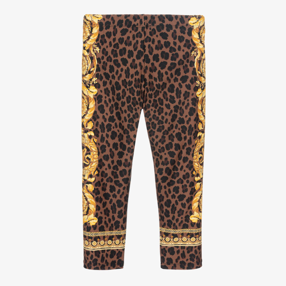 Versace-Girls Gold Baroque Print Leggings | Childrensalon Outlet