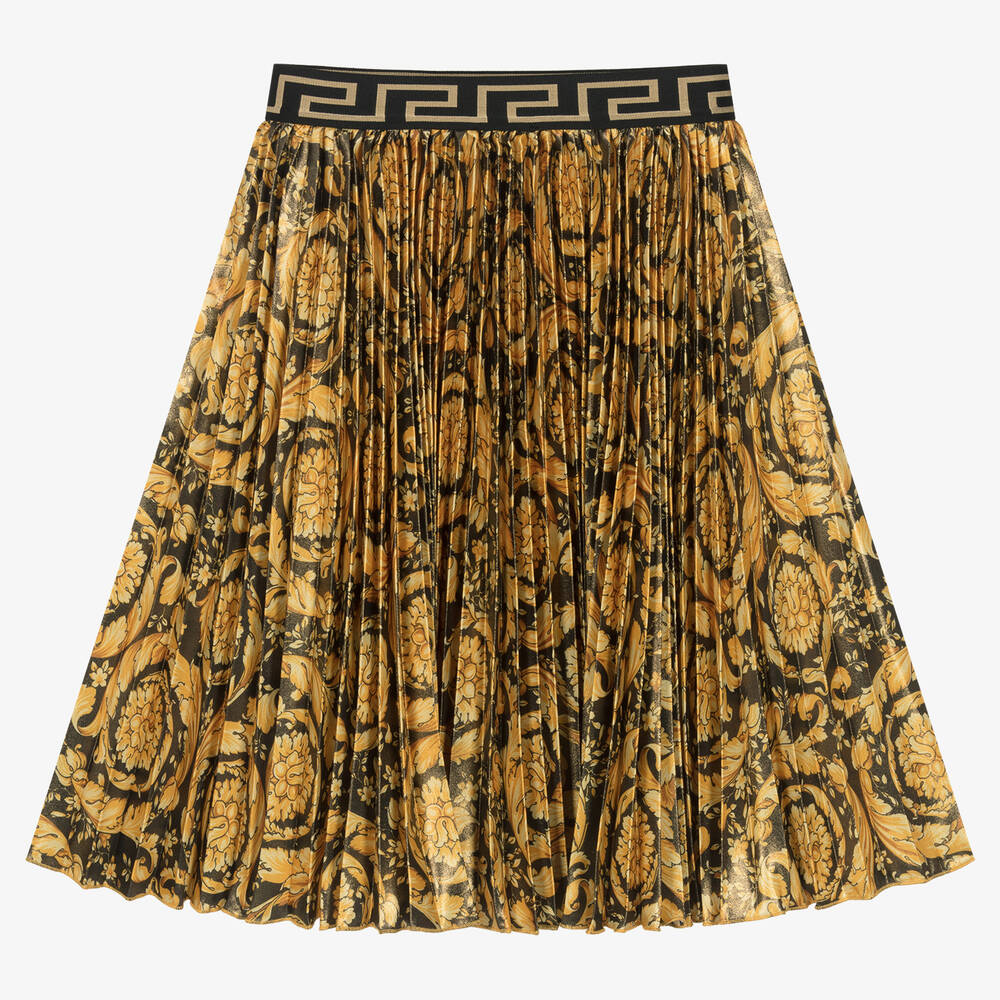 Versace - Girls Gold & Black Satin Barocco Skirt