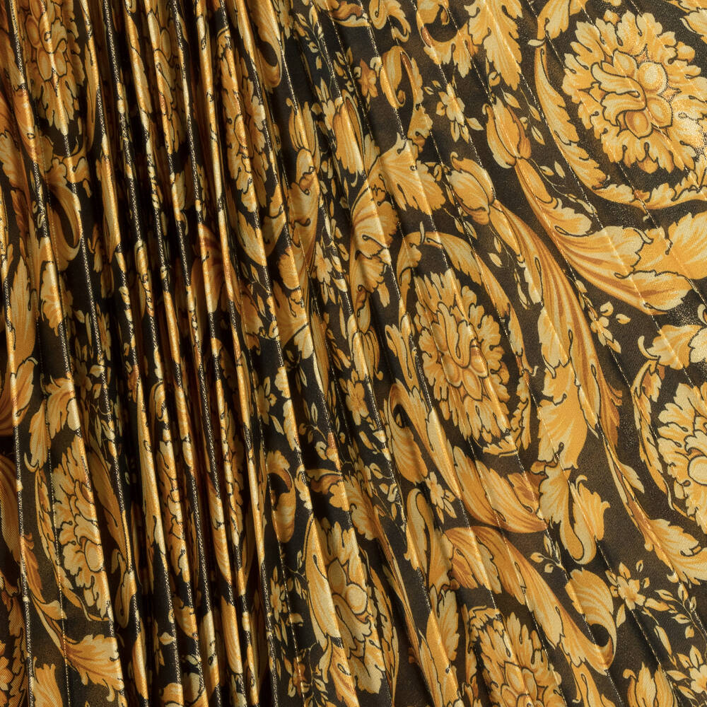 Versace-Girls Gold & Black Satin Barocco Skirt | Childrensalon Outlet
