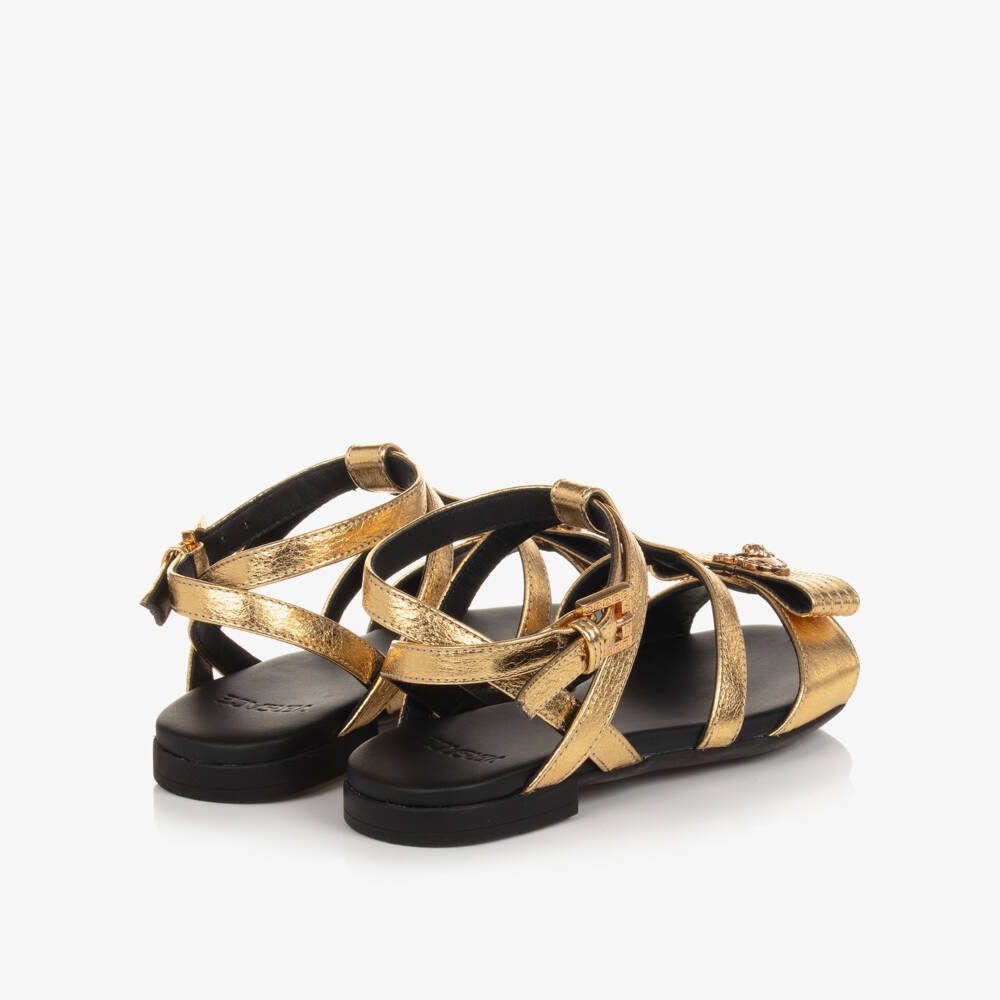Versace-Золотистые кожаные сандалии Medusa для девочек | Childrensalon Outlet