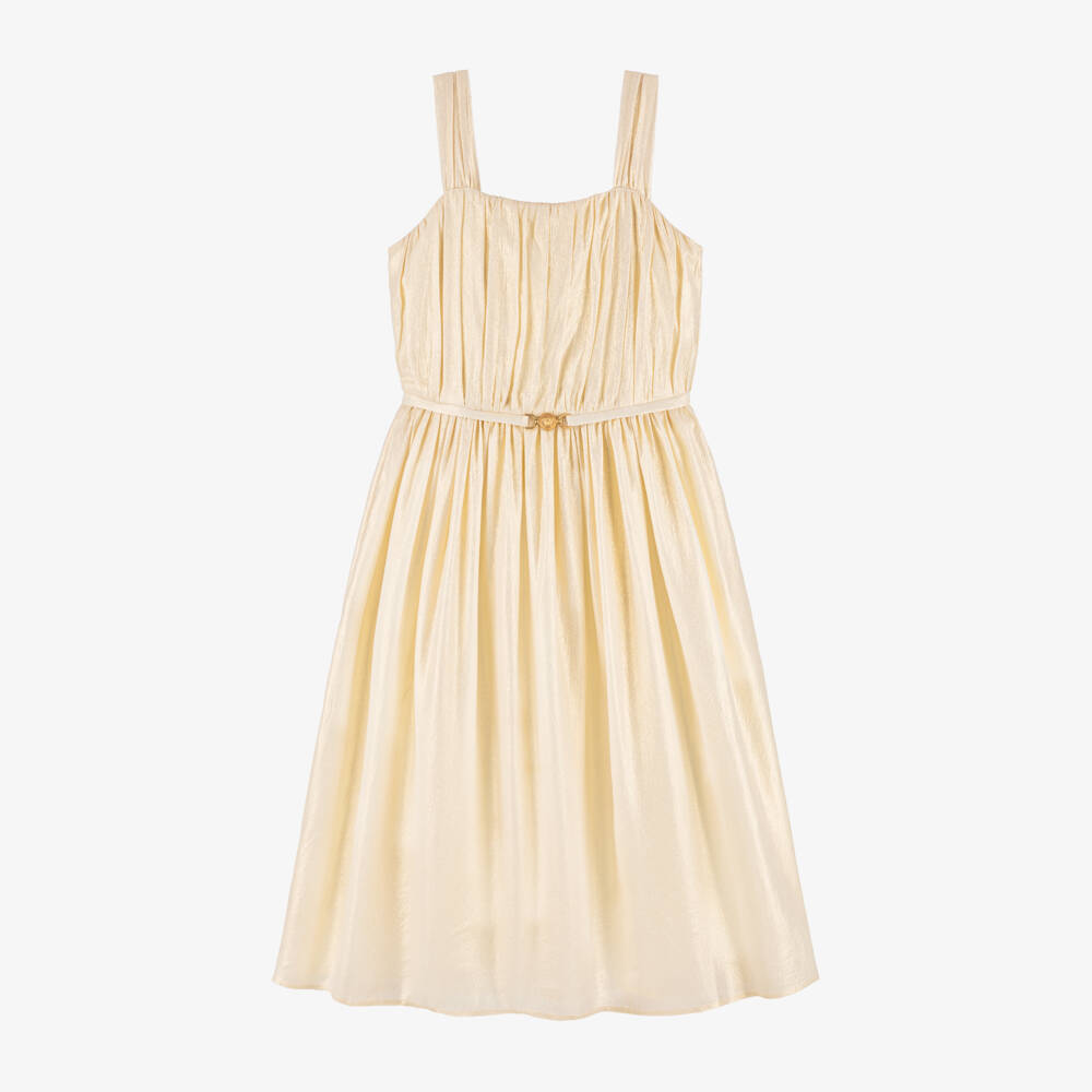 Versace-Girls Gold Silk Party Dress | Childrensalon Outlet
