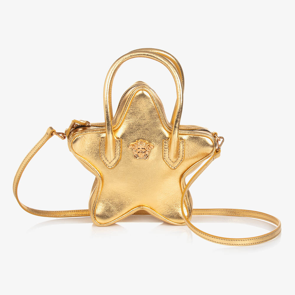 Versace-Girls Gold Star Medusa Leather Handbag (20cm) | Childrensalon Outlet