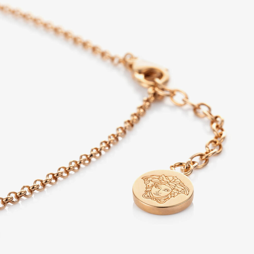 Versace Girls Gold Tone Medusa Heart Necklace 46cm Childrensalon Outlet