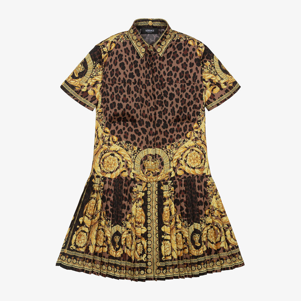 Versace-Girls Gold Wild Barocco Dress  | Childrensalon Outlet