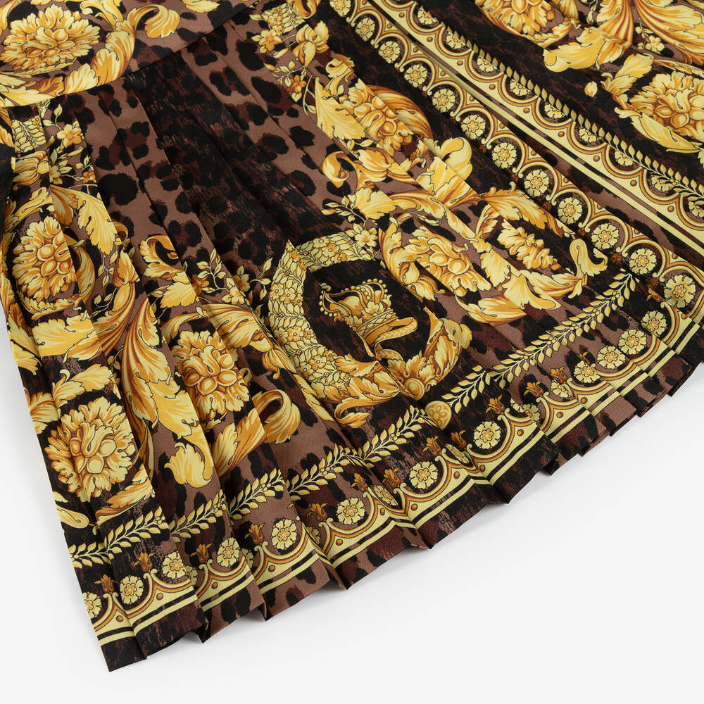 Versace-Girls Gold Wild Barocco Dress  | Childrensalon Outlet
