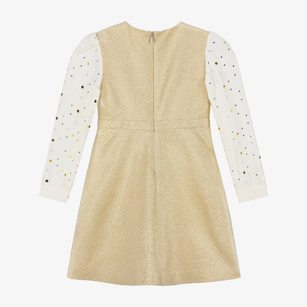 Versace-Girls Golden Silk Starry Dress | Childrensalon Outlet