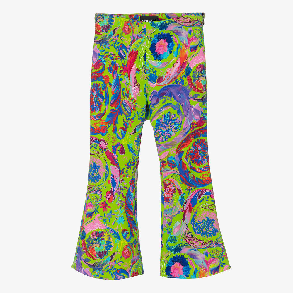 Versace - Girls Green Barocco Flares  | Childrensalon