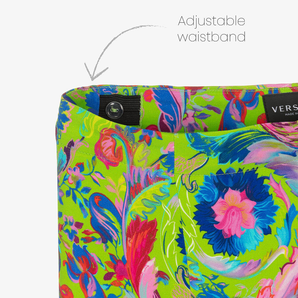 Versace-Girls Green Barocco Flares  | Childrensalon Outlet