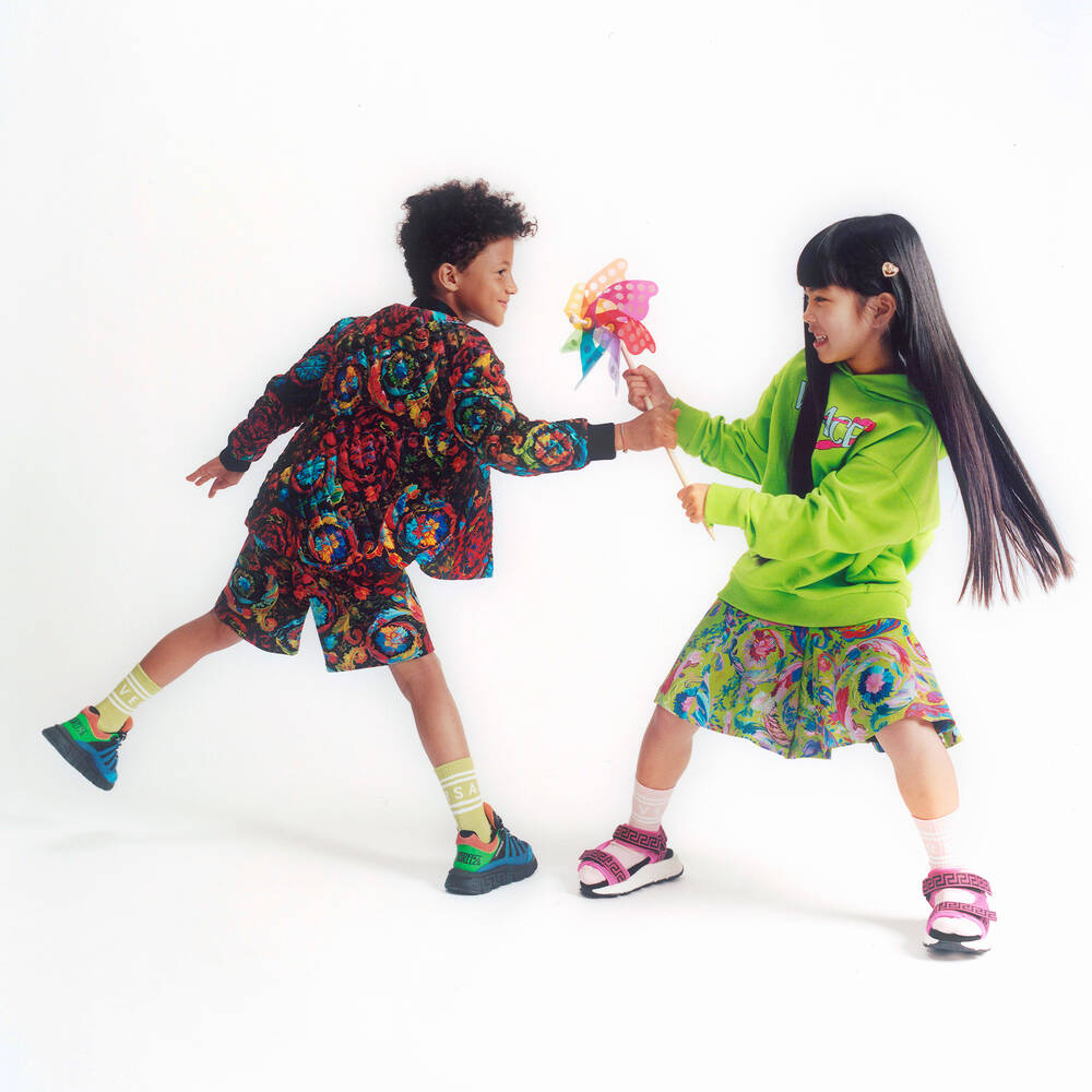 Versace-توب هودي قطن لون أخضر للبنات | Childrensalon Outlet