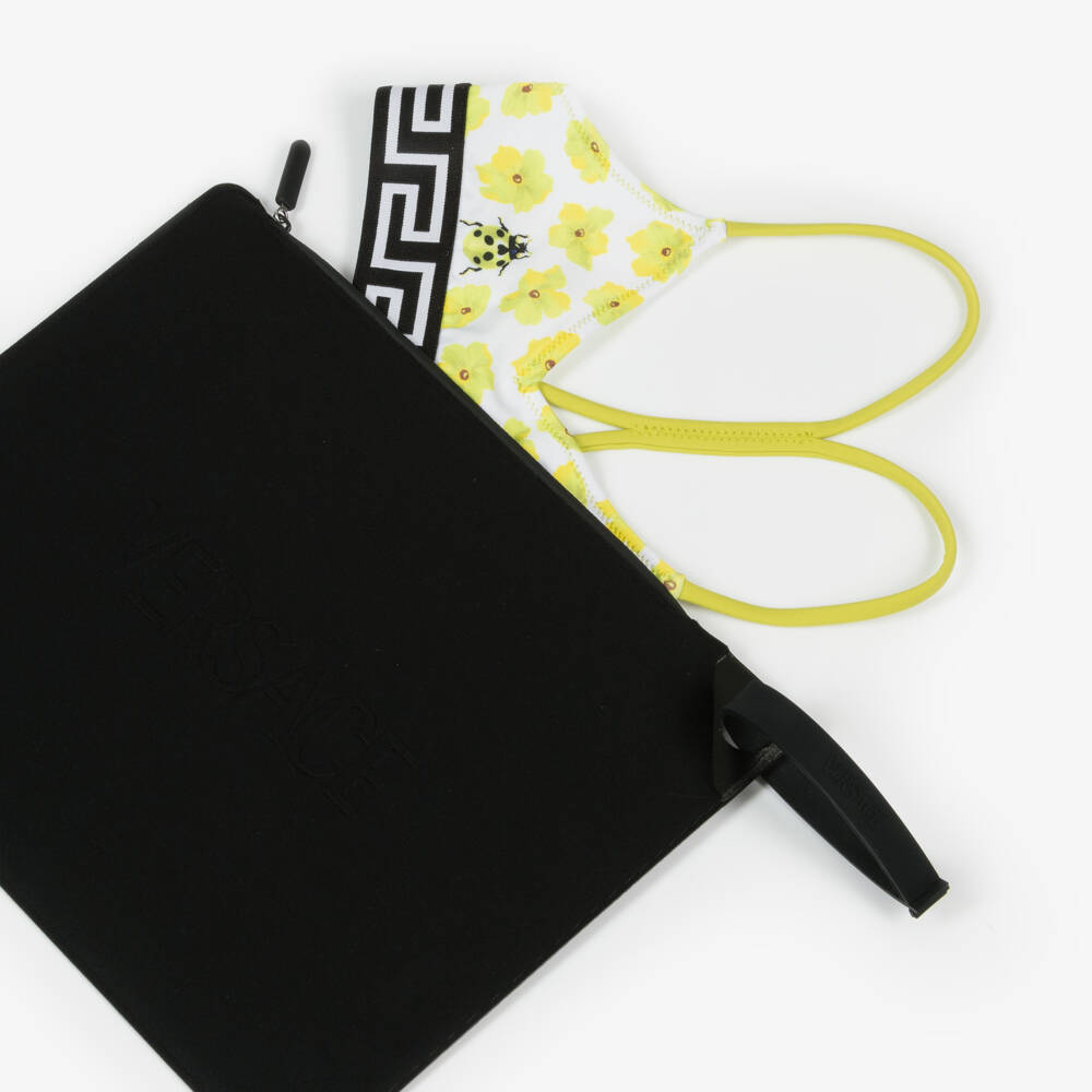 Versace-Girls Green Floral & Greca Bikini | Childrensalon Outlet