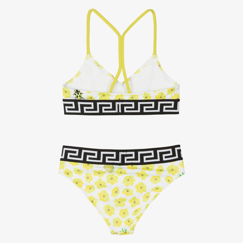 Versace-Girls Green Floral & Greca Bikini | Childrensalon Outlet