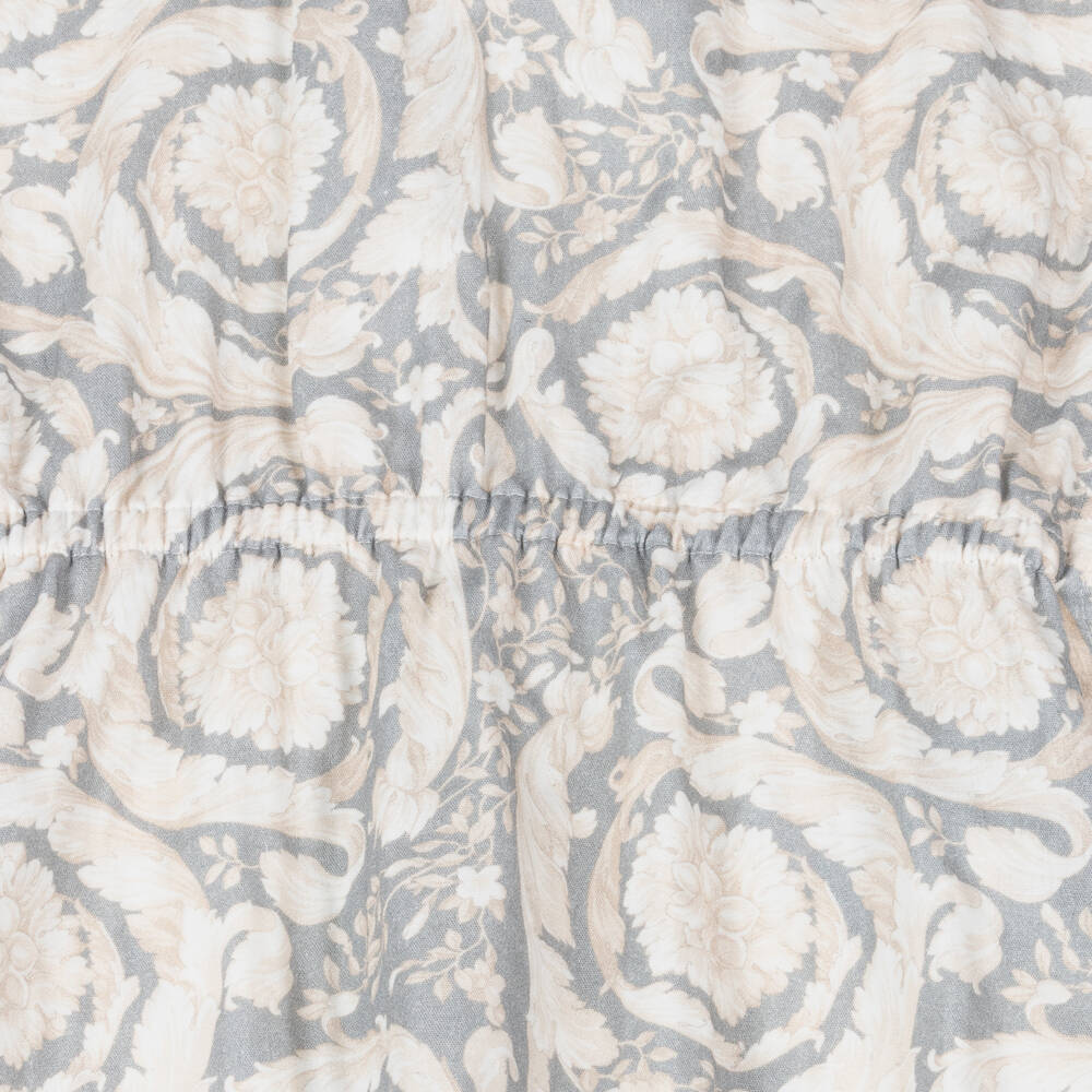 Versace-Girls Grey Barocco Print Cotton Kaftan | Childrensalon Outlet