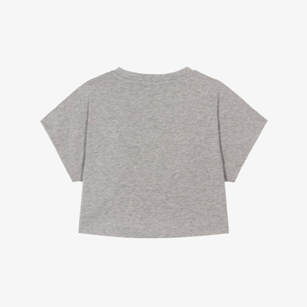 Versace-Girls' Grey Cropped Cotton Tee | Childrensalon Outlet