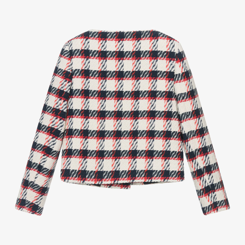 Versace-Girls Ivory Check Tweed Blazer | Childrensalon Outlet