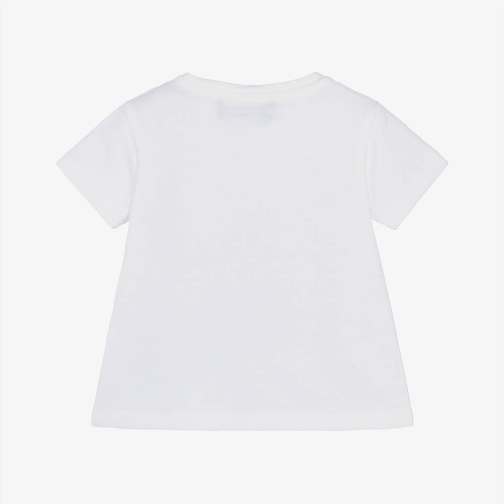 Versace-Girls Ivory Cotton Floral Tee | Childrensalon Outlet
