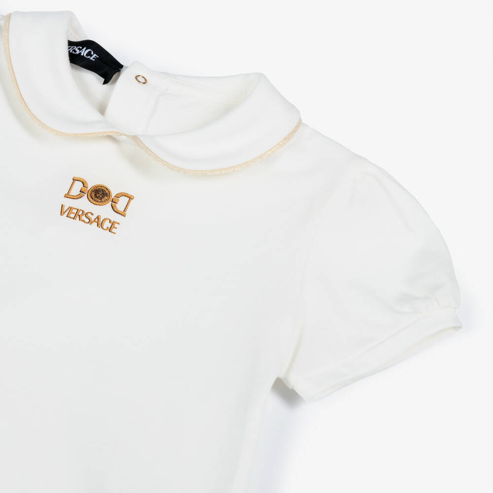 Versace-Кремовая хлопковая футболка Медуза для девочек | Childrensalon Outlet