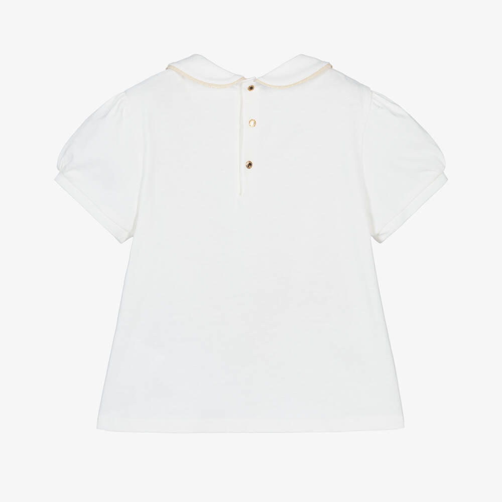 Versace-Кремовая хлопковая футболка Медуза для девочек | Childrensalon Outlet