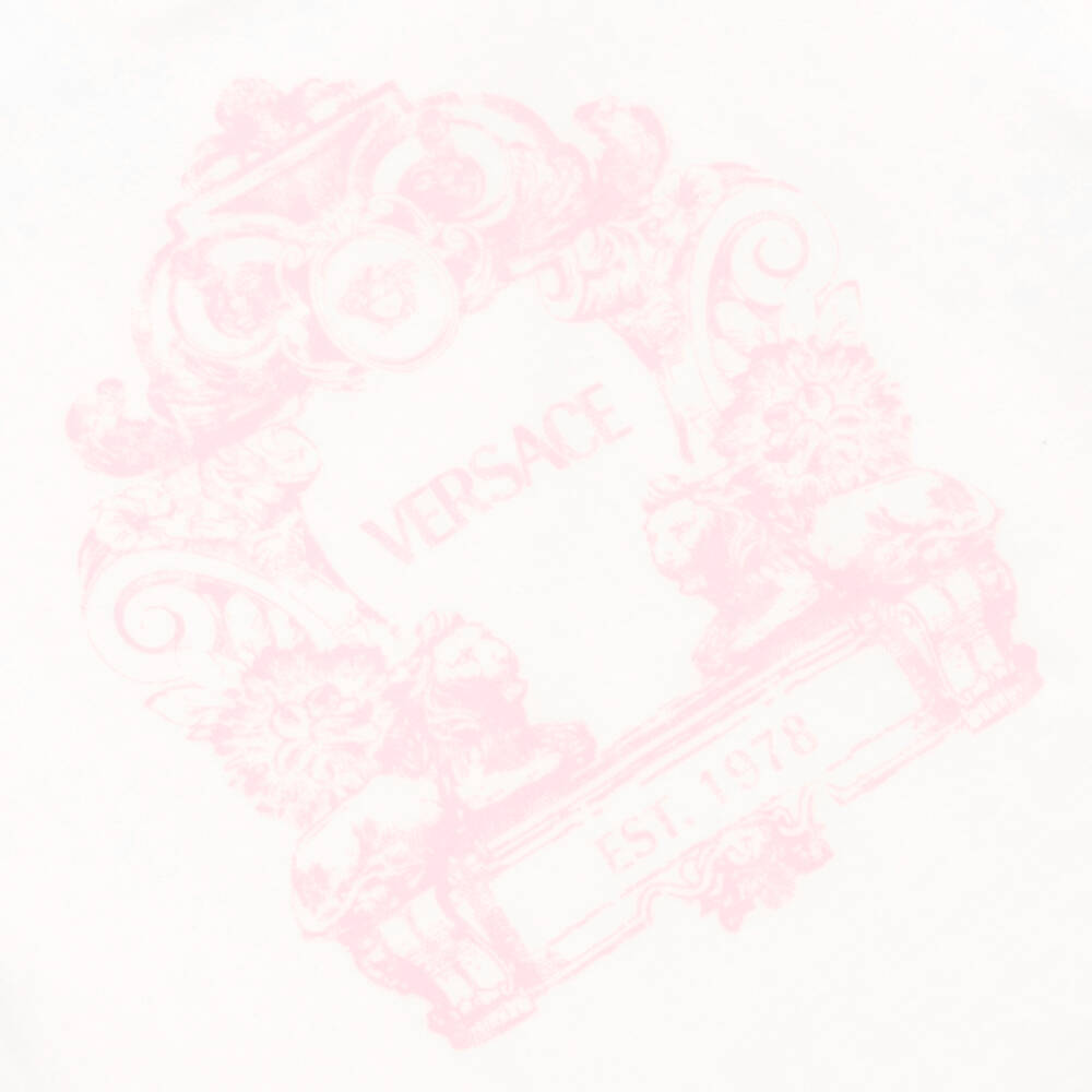 Versace-Girls Ivory Emblem Print Tee | Childrensalon Outlet