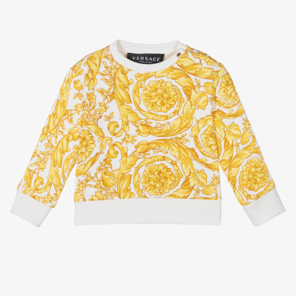 Versace - Sweat ivoire et doré Barocco fille | Childrensalon