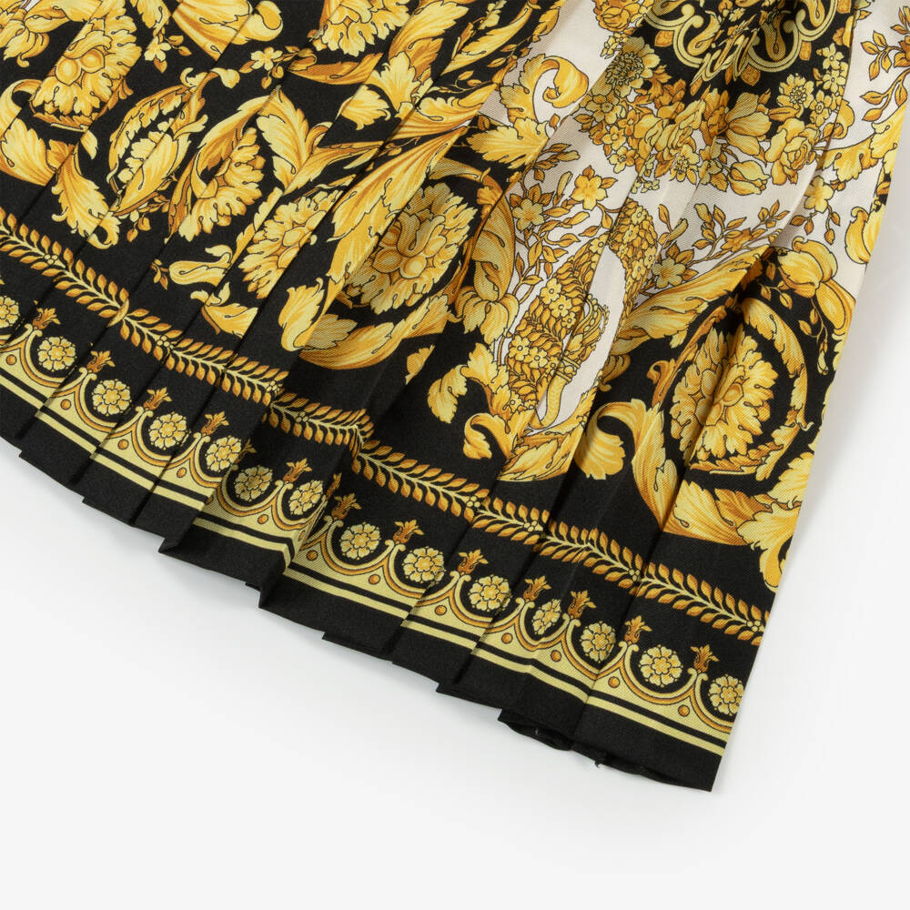 Versace-Girls Ivory Gold Baroque Dress | Childrensalon Outlet