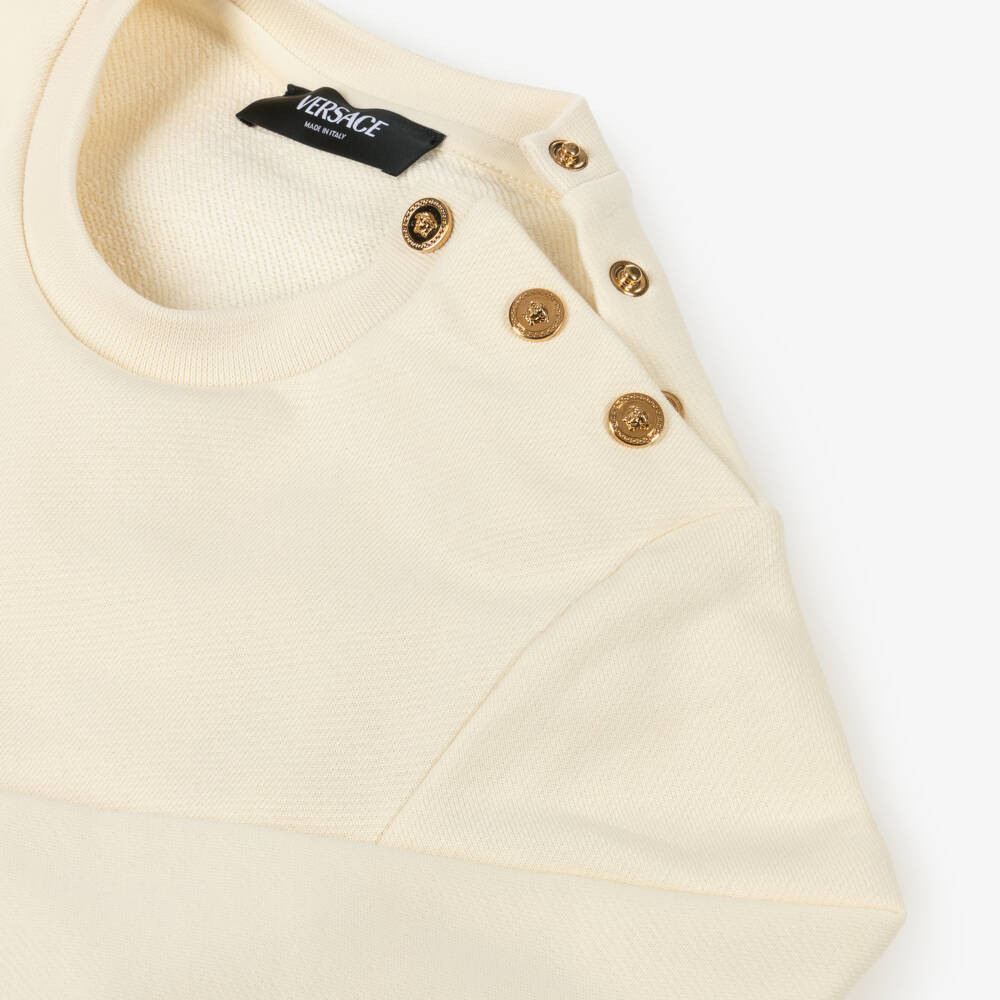 Versace-Girls Ivory Gold & Black Barocco Foulard Satin Dress | Childrensalon Outlet