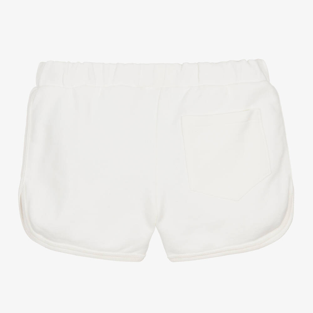 Versace-Girls Ivory Graphic Heart Cotton Shorts | Childrensalon Outlet