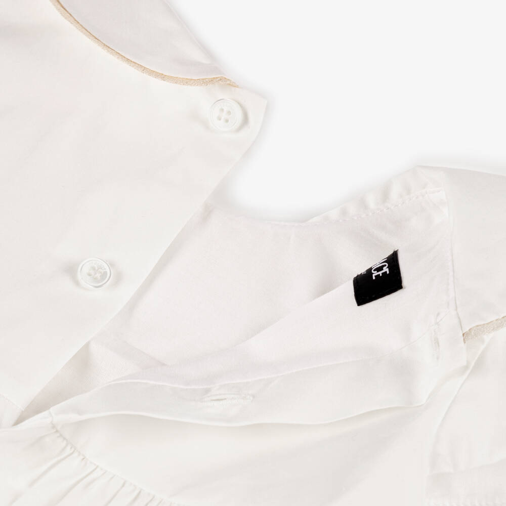 Versace-Girls Ivory Greca Pattern Dress | Childrensalon Outlet